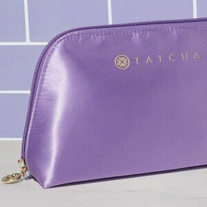 TATCHA COSMETICS PURPLE POUCH Cosmetic Bag Travel Makeup Case Zip Closure